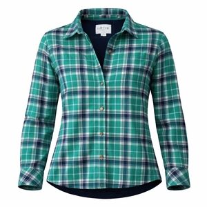 Orvis Teal and Navy Plaid Fleece Lined Shacket